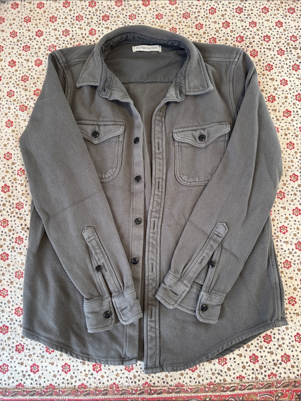 Outerknown Gray Button-Front Utility Shirt Jacket